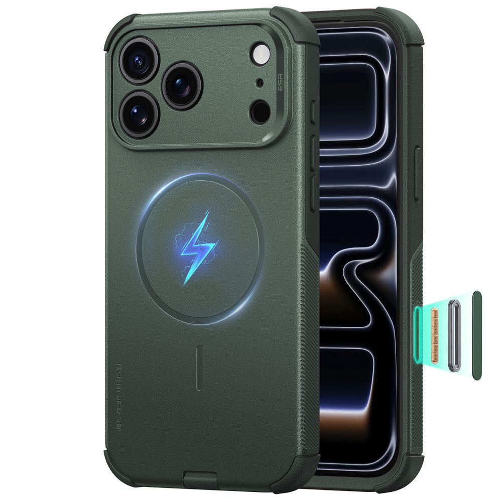 ESR Cyber Tough MagSafe maciņš iPhone 18 Pro Max / 17 Pro Max, zaļš