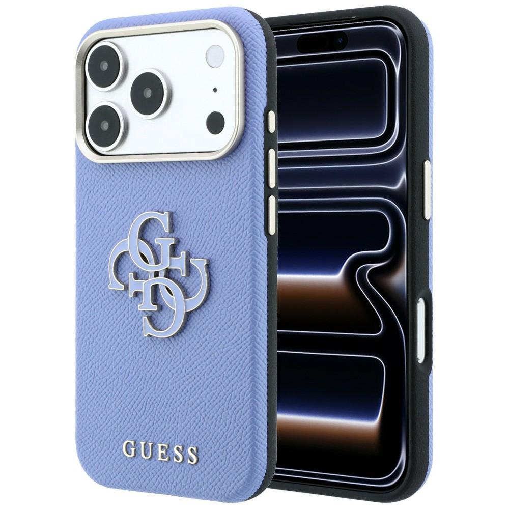 Guess Grained & Big Resin Logo vāciņš iPhone 18 Pro Max / 17 Pro Max – zils