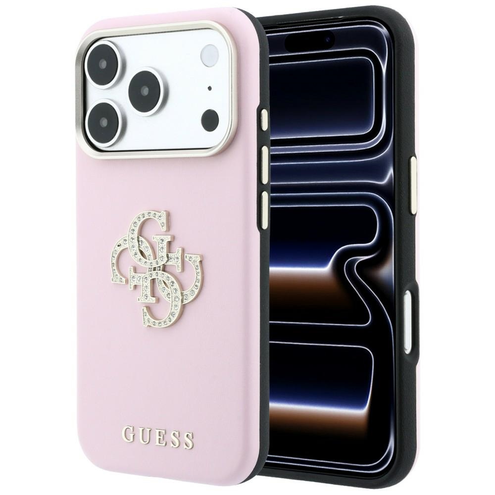 Guess Smooth & Big Strass Logo vāciņš iPhone 18 Pro / 17 Pro – rozā