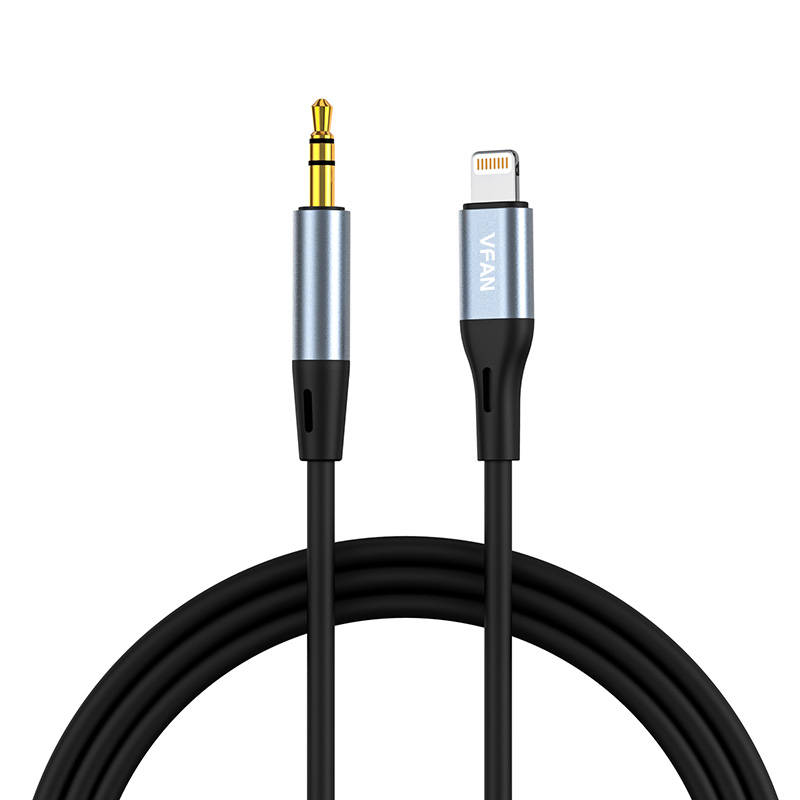 VFAN L05 Lightning–3,5 mm mini jack AUX kabelis, 1 m, pelēks
