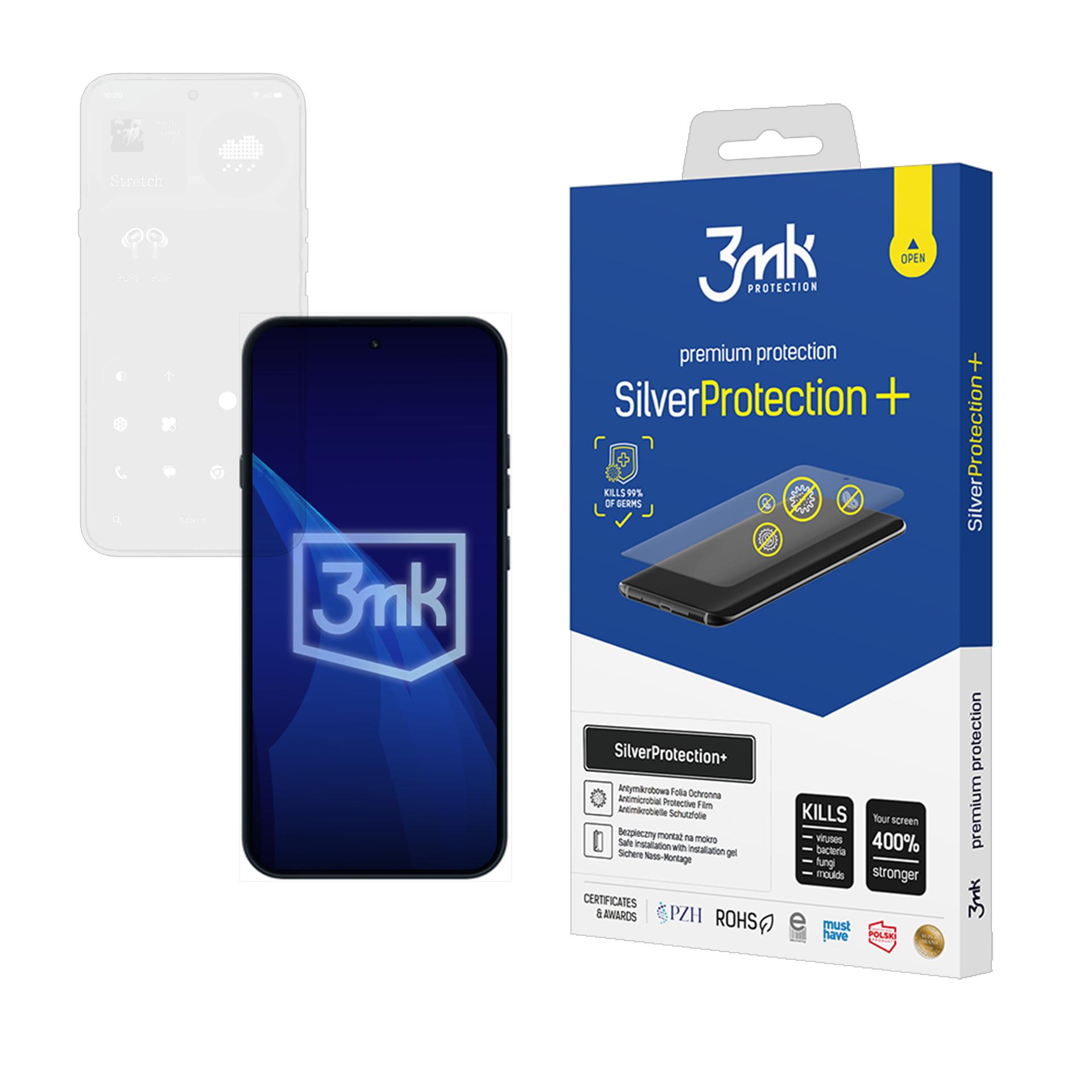 3mk SilverProtection+ – tālruņa ekrāna aizsargs modelim Nothing Phone (4a) Pro