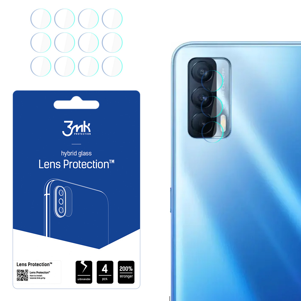 3MK Hibrīda stikls kameras REALME V15 5G Hibrīda stikls priekš 4 gab. kamerai