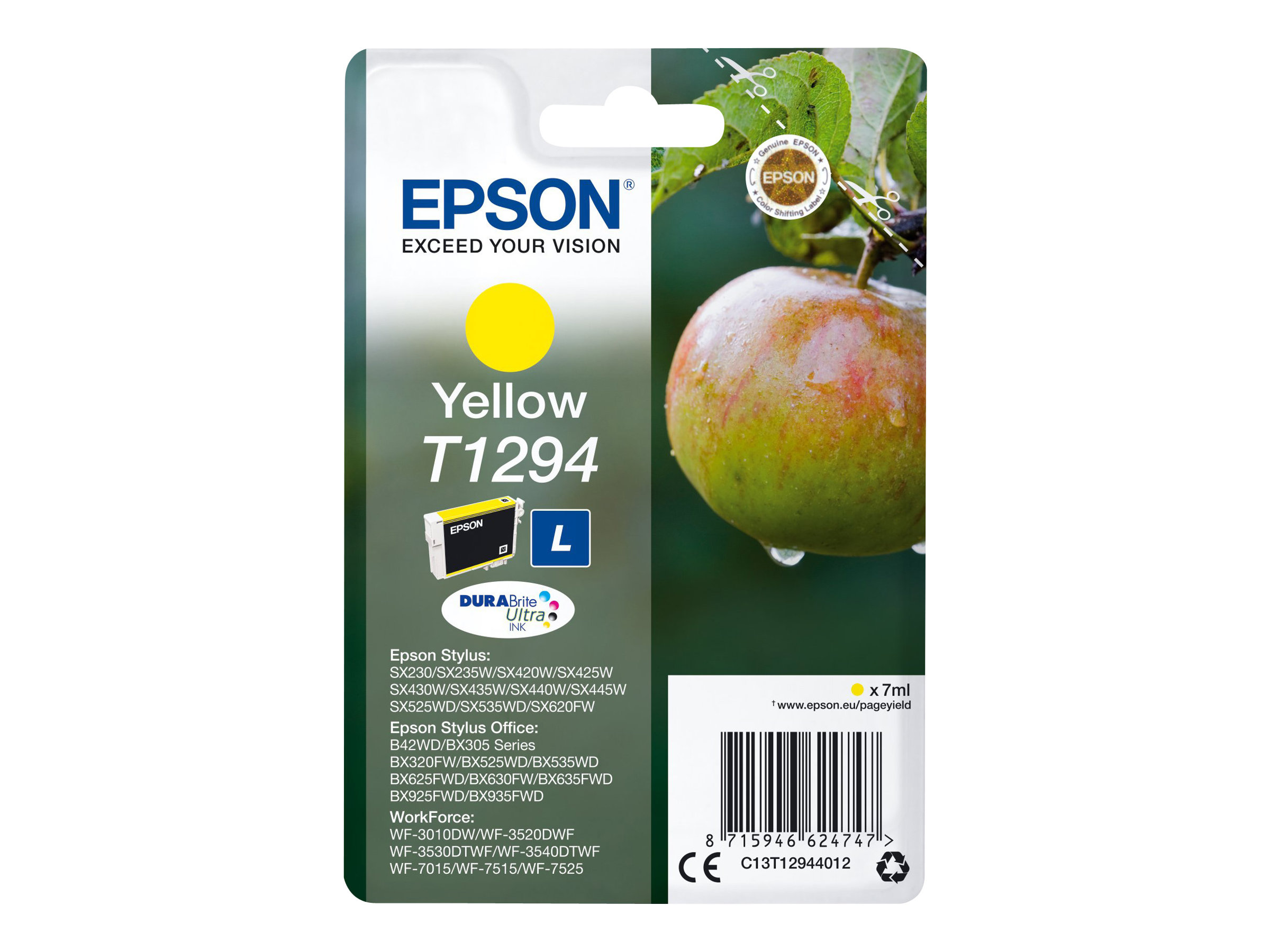 Epson T1294 DURABrite Ultra high-capacity tintes kasetne, dzeltena, 7 ml