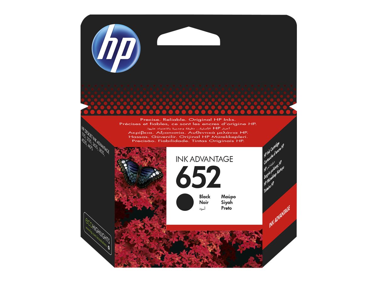Oriģinālā HP 652 Ink Advantage tintes kasetne (F6V25AE#BHL), melna