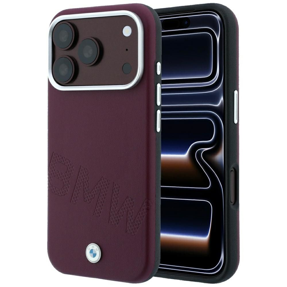 BMW maciņš IPHONE 18 Pro/17 Pro saderīgs ar MagSafe (Sign Inclined Deboss Letters) (krāsa: bordo)
