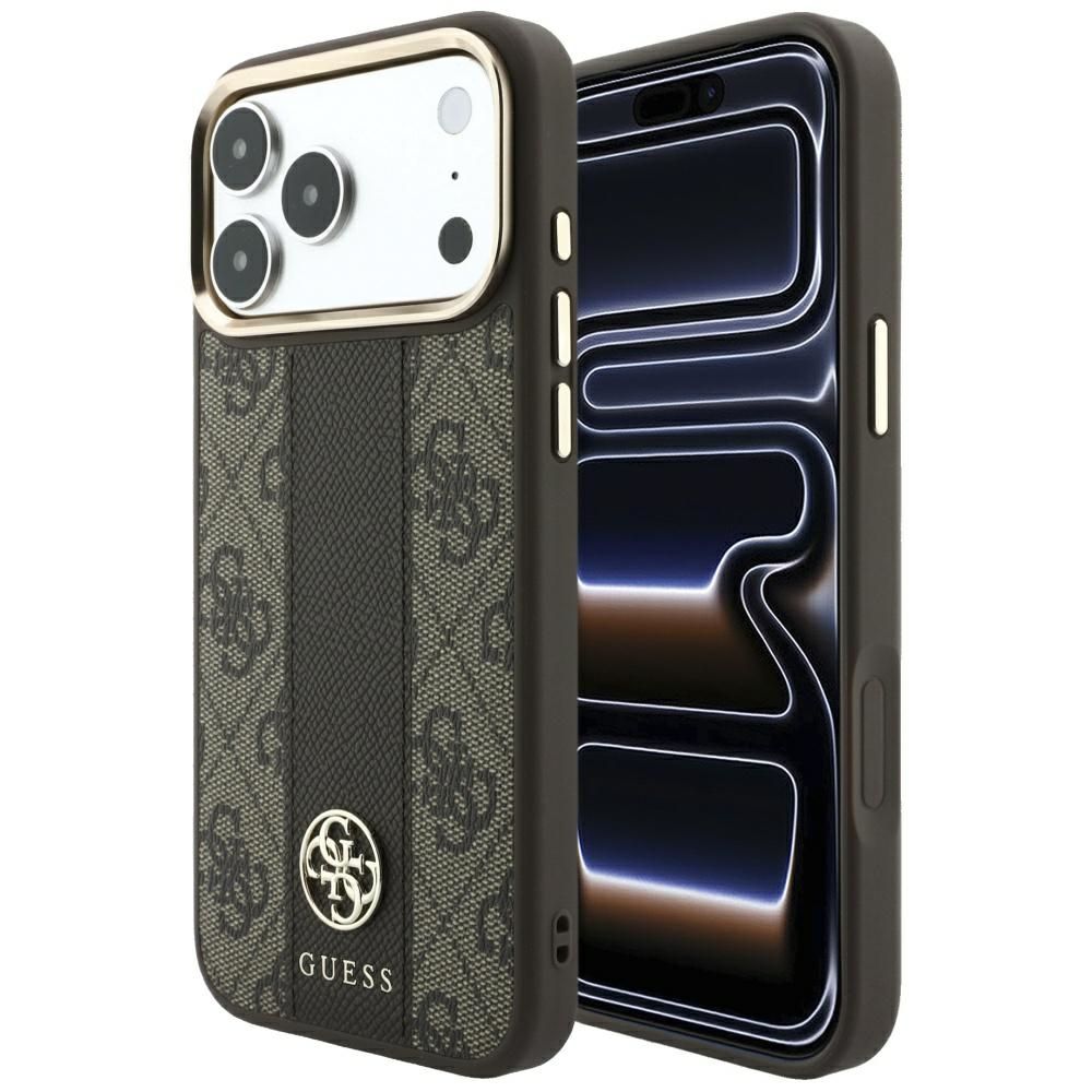 Maciņš IPHONE 18 Pro Max/17 Pro Max saderīgs ar MagSafe (Stripe Round and Classic Logos 4G) (krāsa: brūna)