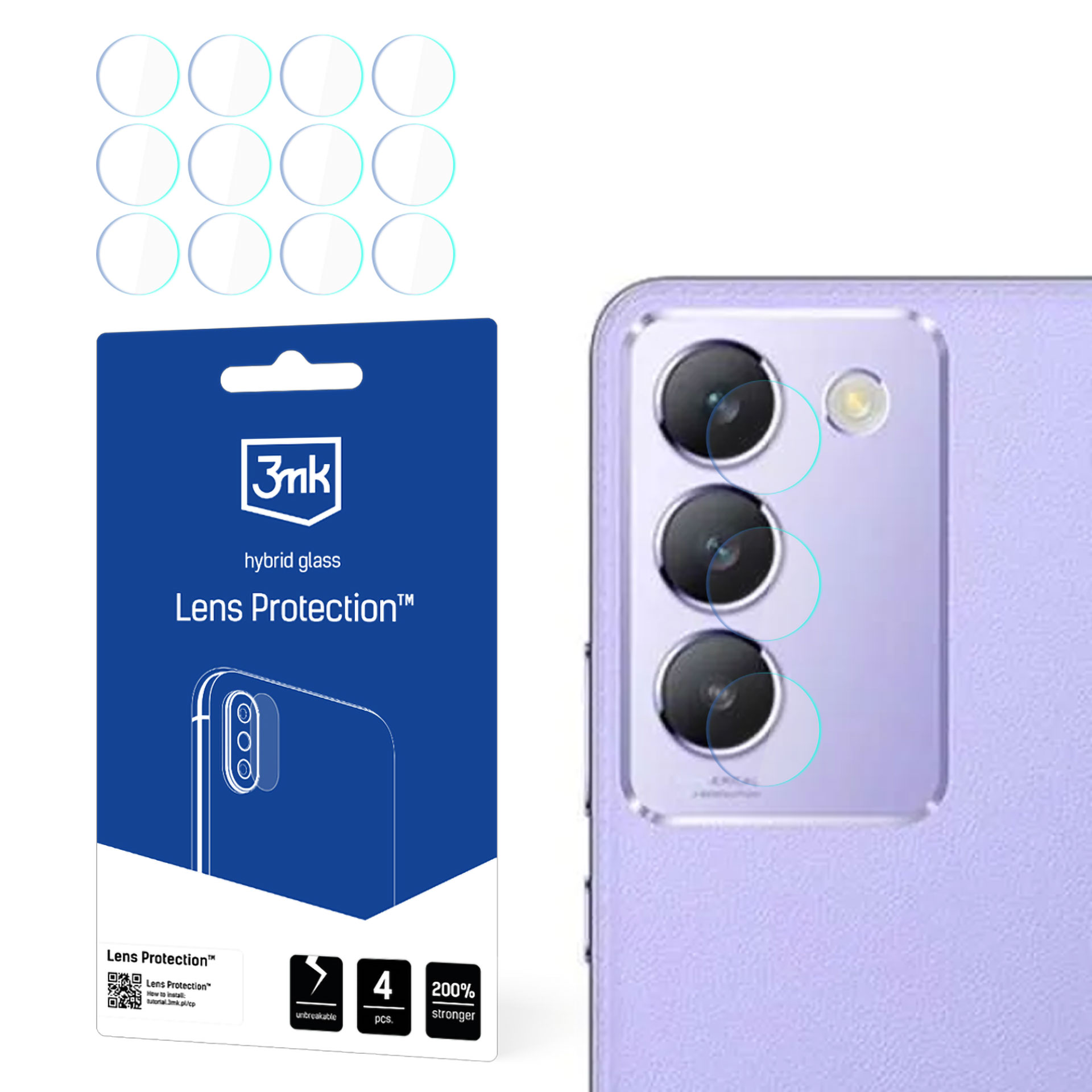 3mk Lens Protection – kameras objektīva aizsargs modelim Vivo V40 SE 5G