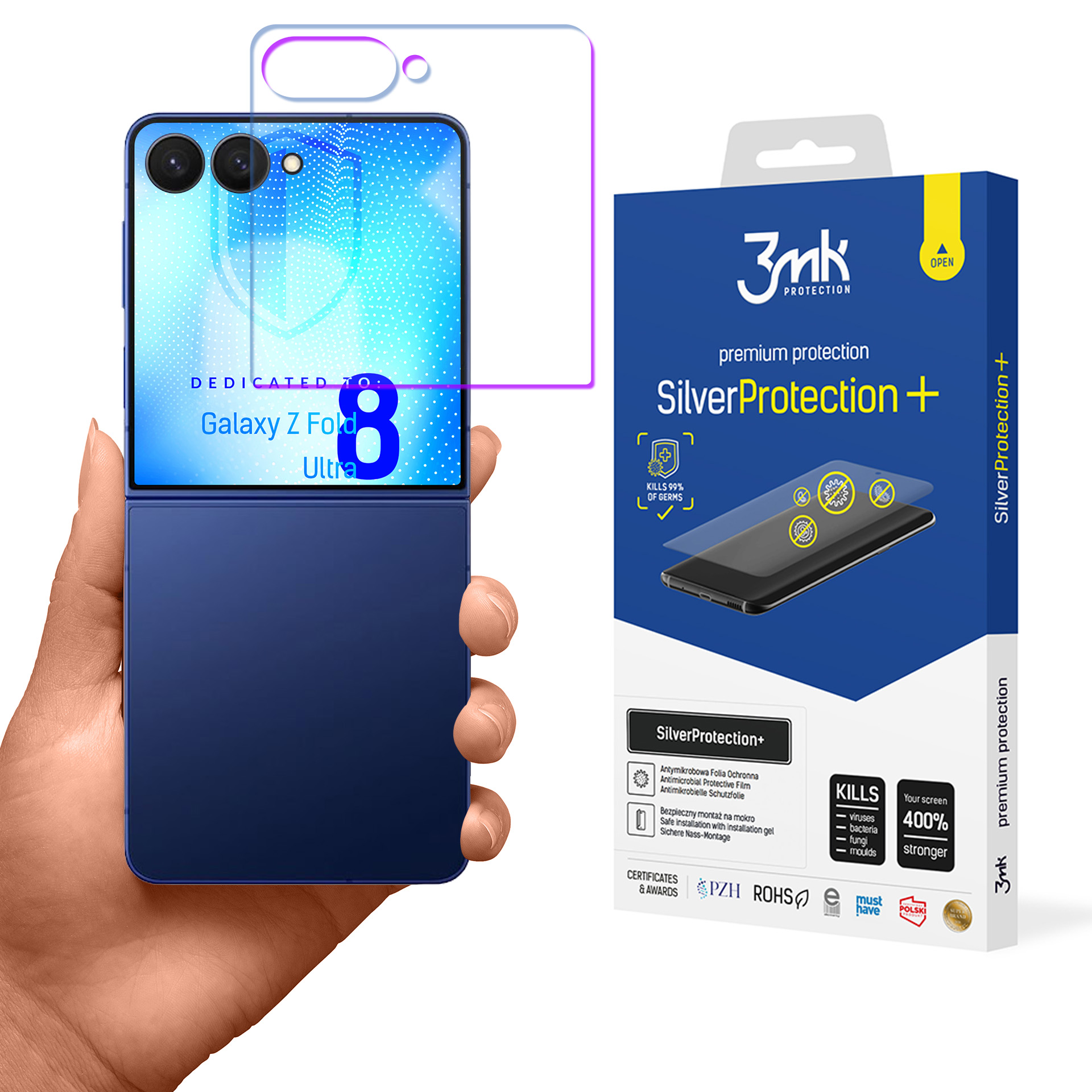 3mk SilverProtection+ – tālruņa ekrāna aizsargs modelim Samsung Galaxy Z Fold 8 Ultra