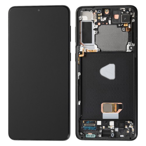 LCD displejs, saderīgs ar Samsung G996 S21 Plus ar rāmi / Phantom melns / HQ