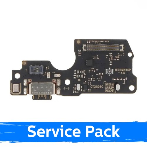 Uzlādes ligzda, saderīga ar Xiaomi Redmi Note 14 Pro 4G (+ SIM lasītājs) ar lokano kabeli / plate (Service Pack)