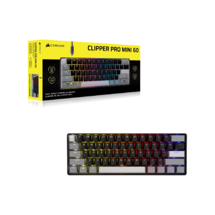 Corsair CLIPPER PRO MINI 60 % Hall efekta spēļu tastatūra, melna