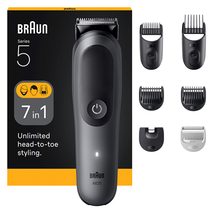 Braun 7-in-1 apkopes komplekts All-in-One, Series 5 AIO5520, bezvadu, garuma soļu skaits 14, melns