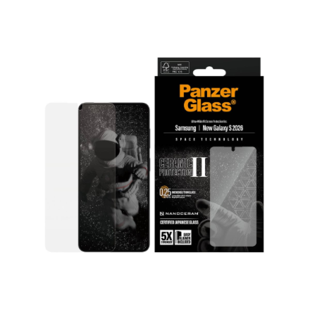 PanzerGlass keramikas ekrāna aizsargs Samsung New Galaxy S26, Ultra-Wide Fit, ar EasyAligner, PanzerGlass