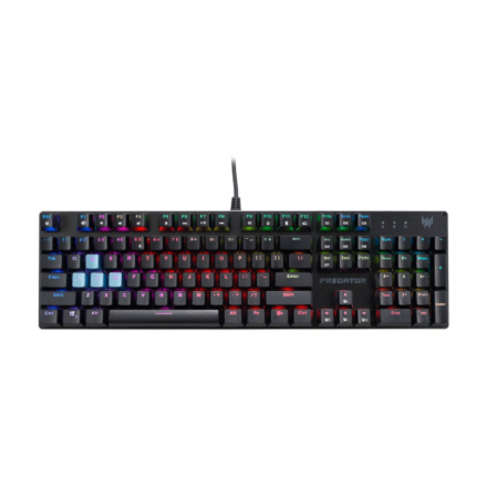 Acer Predator Aethon 303 tastatūra, ar vadu, ASV izkārtojums, Kailh Blue, melna, mazumtirdzniecības iepakojums