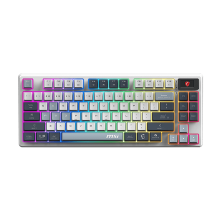 MSI FORGE GK600 TKL WIRELESS SKY spēļu tastatūra, bezvadu, Bluetooth, US, mehāniska, lineāra