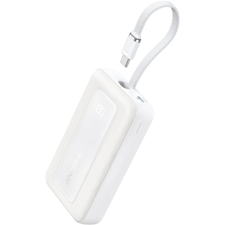Anker portatīvais lādētājs ar iebūvētu USB-C kabeli, 30 W, A1688H21, 10000 mAh, balts