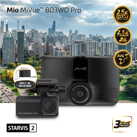 Mio priekšējais un aizmugurējais dubultais videoreģistrators ar HDR MiVue 803WD Pro GPS Wi-Fi