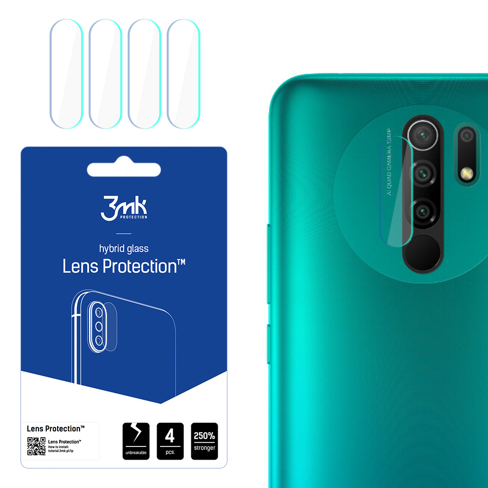 Hibrīda stikls 3MK Hibrīda stikls kameras XIAOMI REDMI 9 priekš kamerai 4 gab.