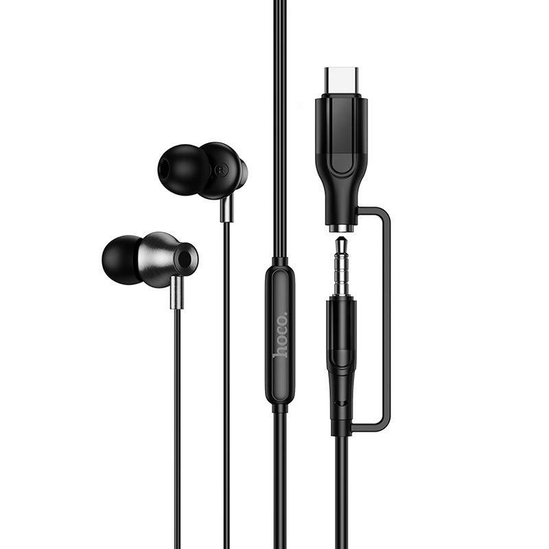 Hoco M119A vadu austiņas ar mikrofonu, 3,5 mm / USB-C spraudnis, melnas