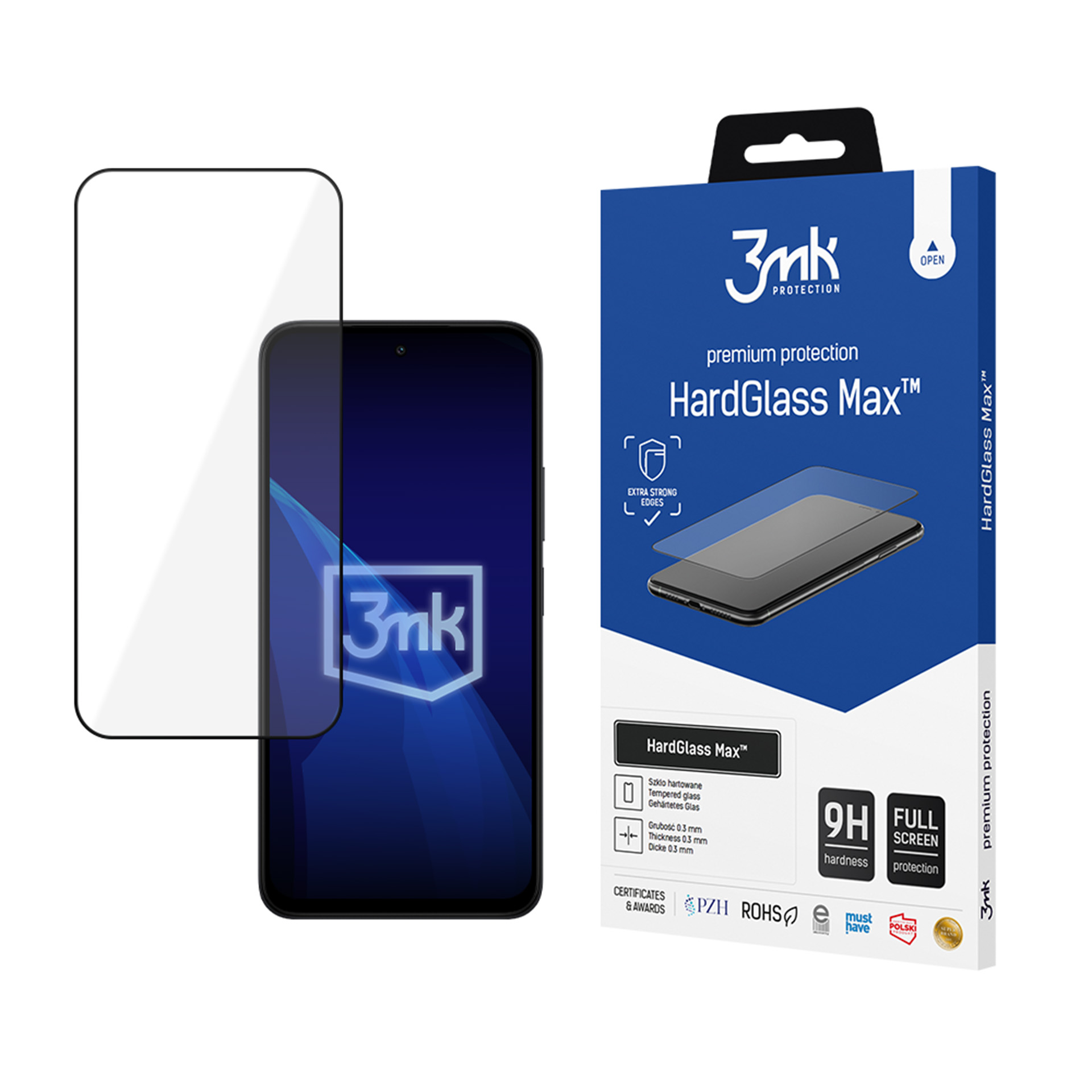 3mk HardGlass Max melns – tālruņa ekrāna aizsargs modelim Redmi Note 15 4G/5G