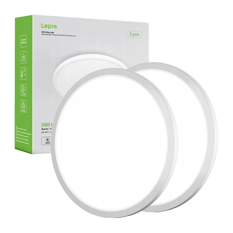 LEPRO 1500038-DW-EU-2 griestu lampa, 18W, 1800 lm, 2 gab. iepakojums