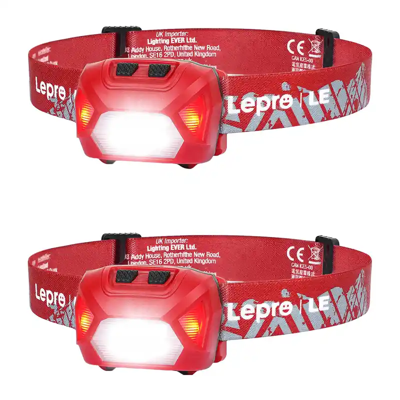 LEPRO 320014-R-2 USB Headlamp, 2-Pack