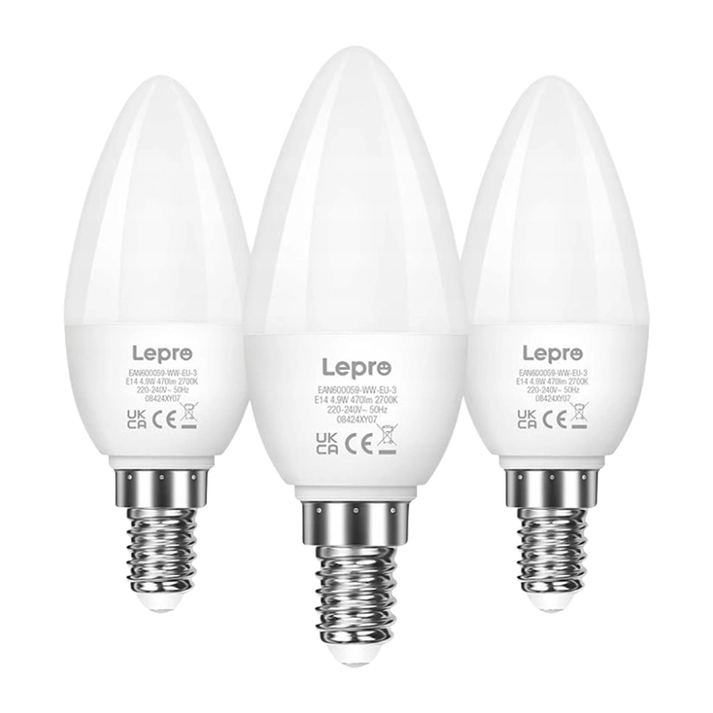 LEPRO 600059-WW-EU-3 LED spuldze, E14, C37, 4.2W (40W), 470 lm, 2700K (silti balta gaisma), 250°, 3 gab. iepakojums