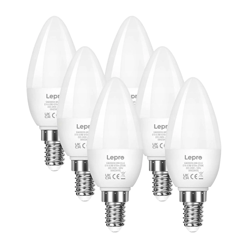 LEPRO 600059-WW-EU-6 E14 LED spuldze, sveces formas, 4.2W (40W), 470 lm, 2700K, energoefektivitātes klase E