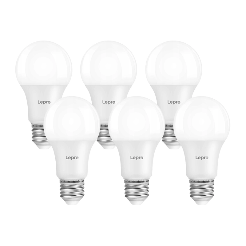 LEPRO 100092-WW-EU-6 A60 E27 7W 800 lm 2700 K aptumšojama LED spuldze, energoefektivitātes klase E, 6 gab. iepakojums