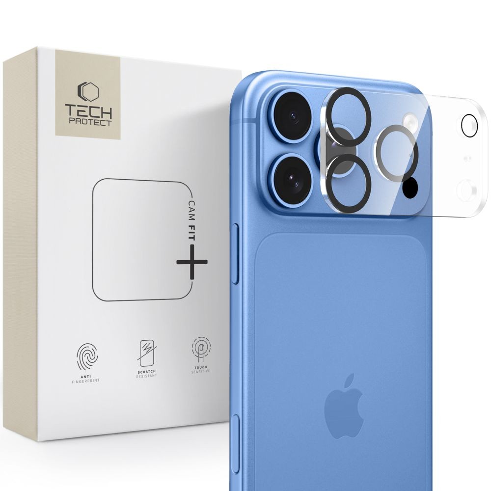 Caurspīdīgs Tech-Protect Cam Fit+ rūdīta stikla kameras aizsargs Apple iPhone 18 Pro Max tālrunim