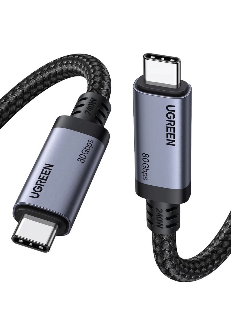 Melns Ugreen L706 USB-C USB4 / Thunderbolt 4 kabelis, 240 W, 80 Gb/s, 16K@60 Hz, 1 m (65383)