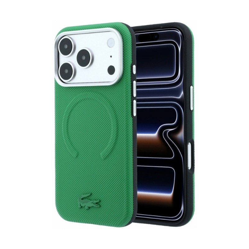Case Lacoste PVC Petit Pique Semi Wrap Embossed MagSafe Apple iPhone 18 Pro green