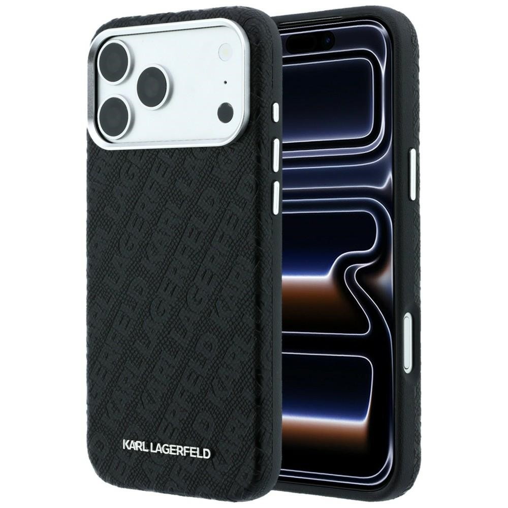 Karl Lagerfeld PU Grained Allover Semi Wrap MagSafe maciņš Apple iPhone 18 Pro Max, melns
