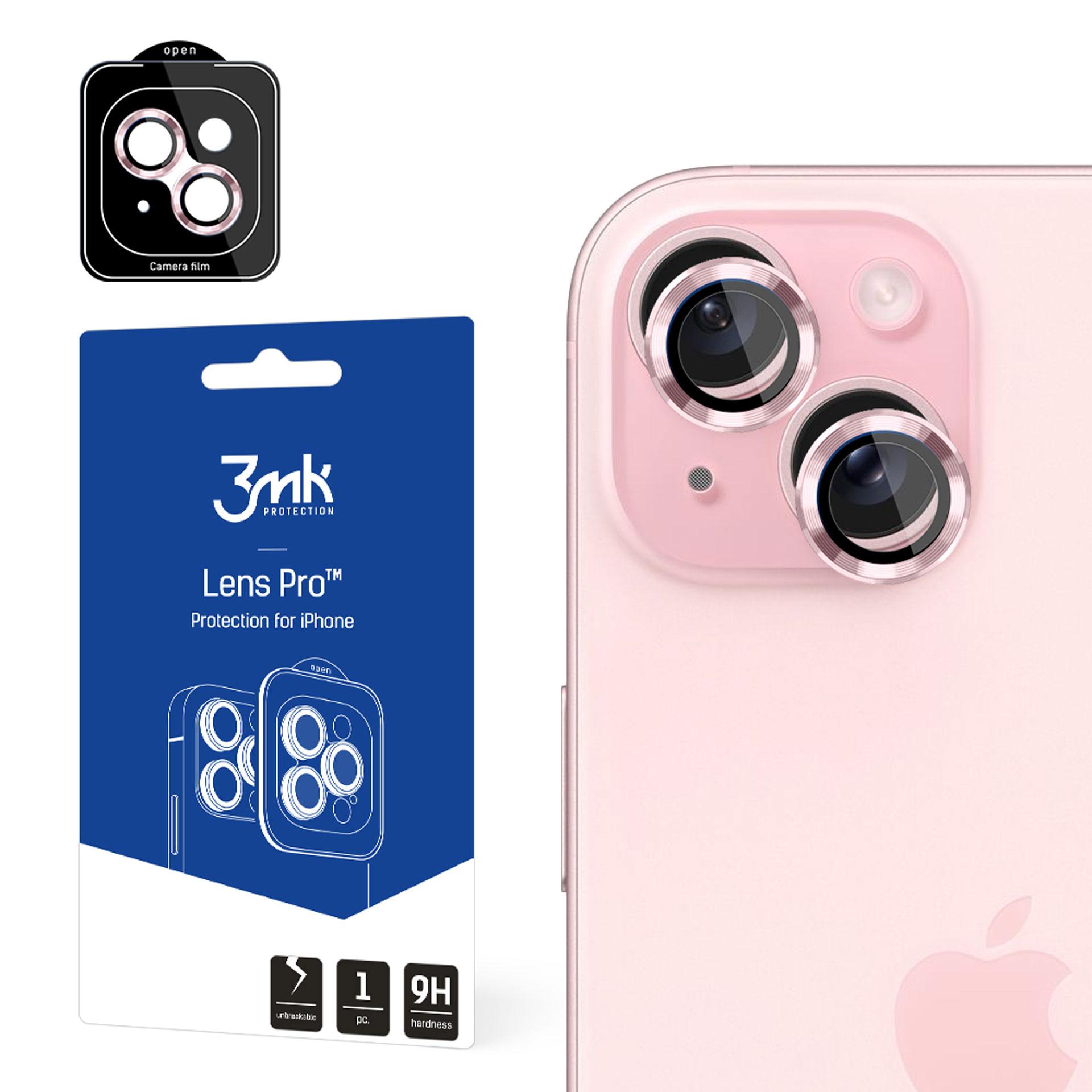 3mk Lens Protection Pro Kameras vāciņš rozā iPhone 15