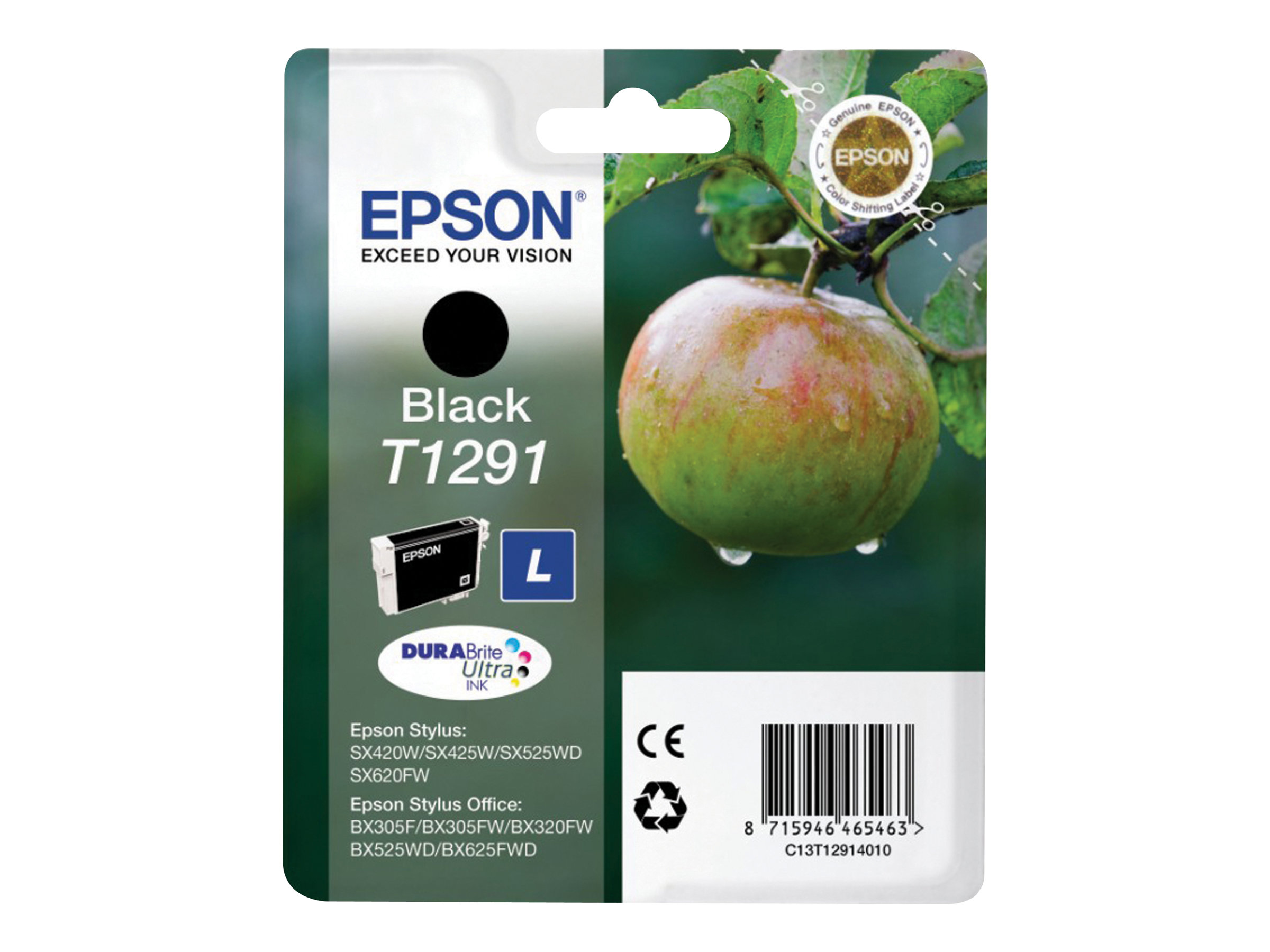 Epson T1291 DURABrite Ultra high-capacity tintes kasetne, melna, 11.2 ml