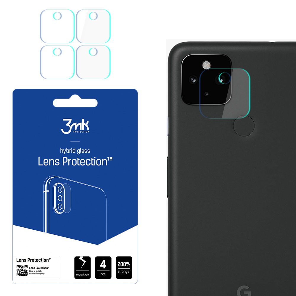 3MK Hibrīda stikls kameras GOOGLE PIXEL 4A Hibrīda stikls priekš 4 gab. kamerai