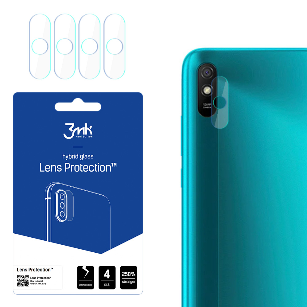 Hibrīda stikls 3MK Hibrīda stikls kameras XIAOMI REDMI 9A priekš kamerai 4 gab.
