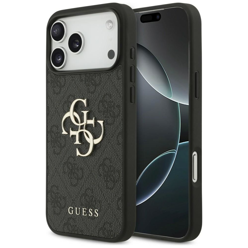 Guess PU 4G Metal Logo vāciņš Apple iPhone 18 Pro Max, pelēks
