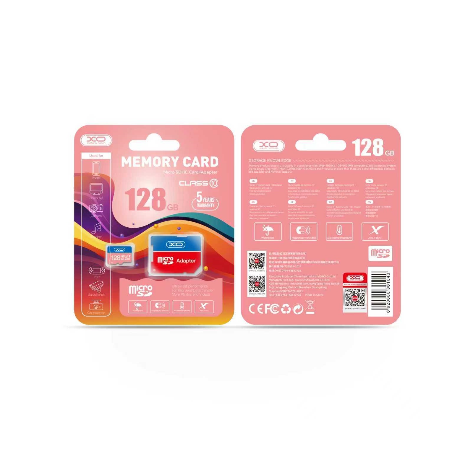 XO atmiņas karte 128GB microSDXC cl. 10 + adapteris