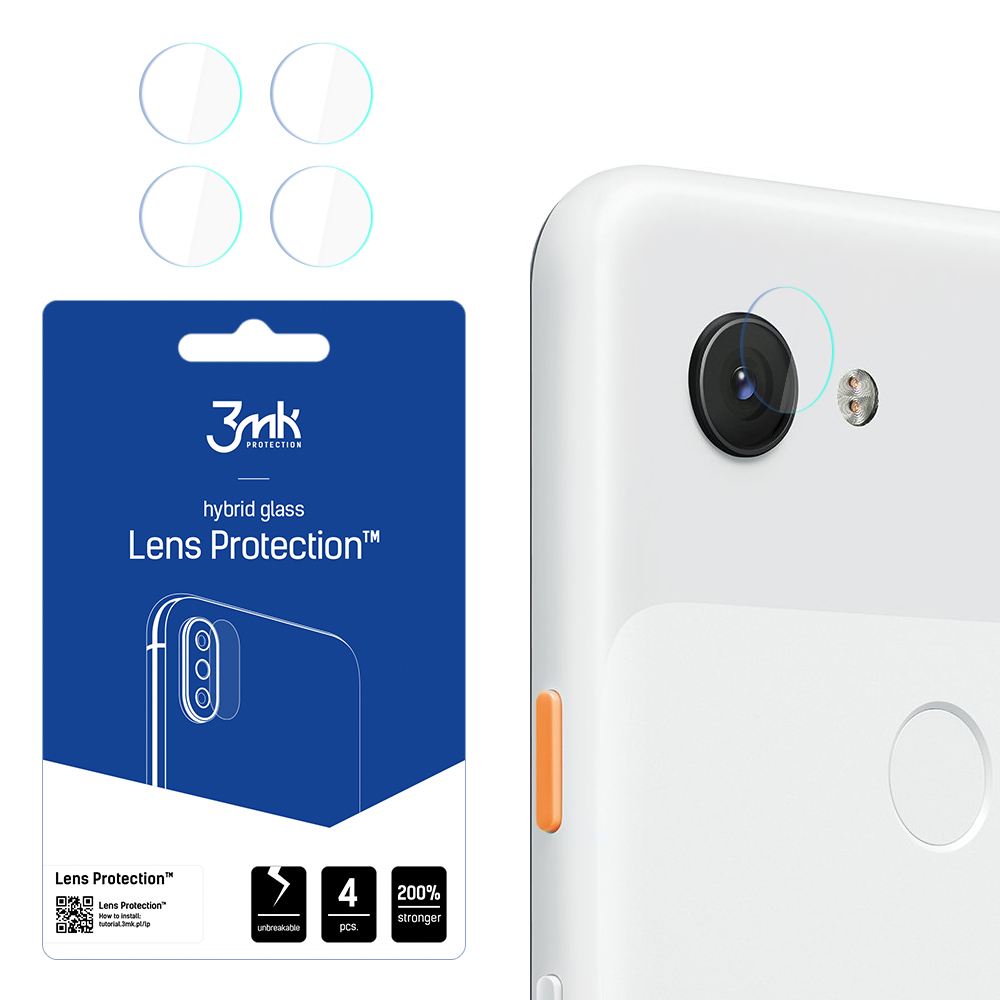 Hibrīda stikls 3MK Hibrīda stikls kameras GOOGLE PIXEL 3A priekš kamerai 4 gab.