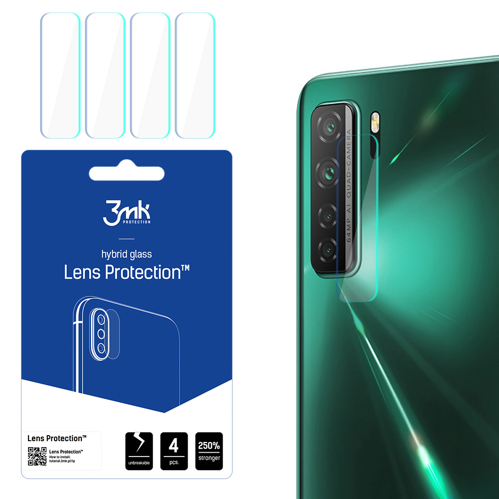 Hibrīda stikls 3MK Hibrīda stikls kameras HUAWEI P40 LITE 5G priekš kamerai 4 gab.