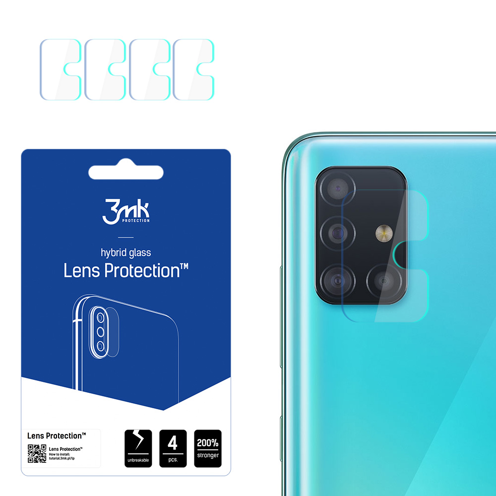 3MK Hibrīda stikls kameras Hibrīda stikls SAMSUNG GALAXY A51 5G priekš 4 gab. kamerai