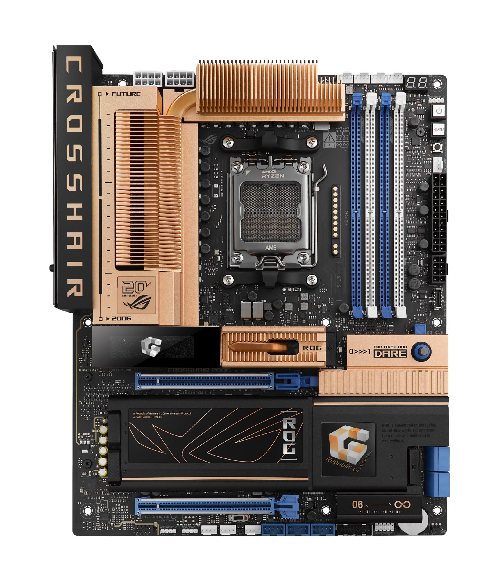 ASUS ROG Crosshair X870E ATX mātesplate, AM5, DDR5, 4 sloti, Wi-Fi, Bluetooth, 5 M.2 sloti, ROGCROSSHAIR2006