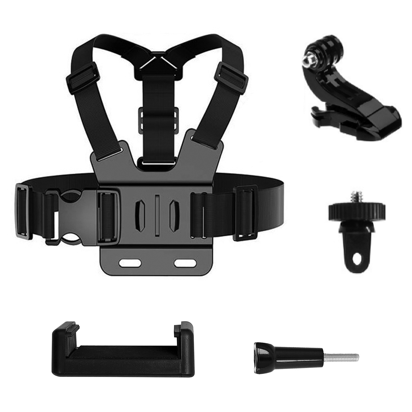 GoPro krūšu siksna un sporta kameru piederumu komplekts 5-in-1 GoPro, DJI, Insta360, SJCam un Eken kamerām