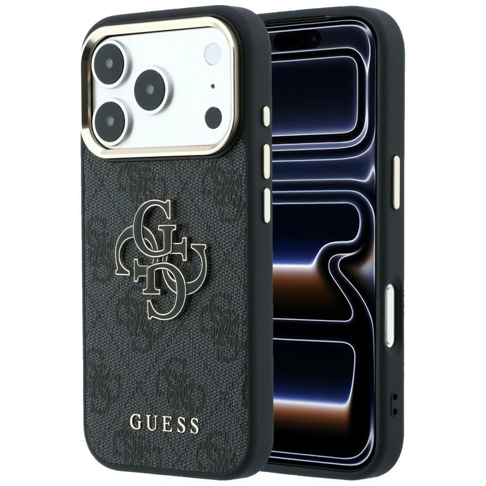 GUESS GUE005482 (PU FW Resin Logo) aizsargvāciņš ierīcei iPhone 18 Pro Max / 17 Pro Max, krāsa – melna