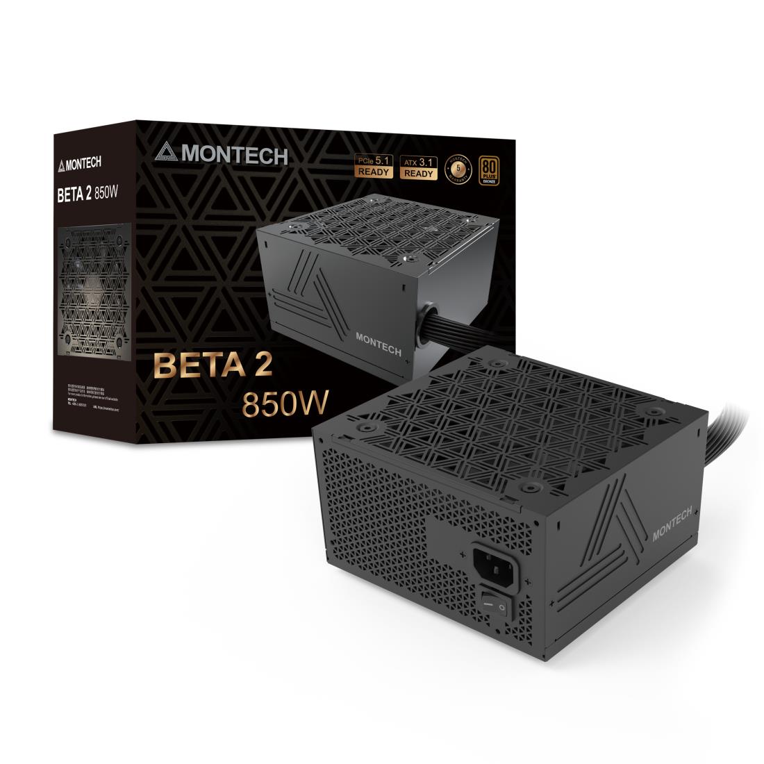 Montech Beta 2 BETA2850W ATX datora barošanas bloks, 850 W, 100–240 V