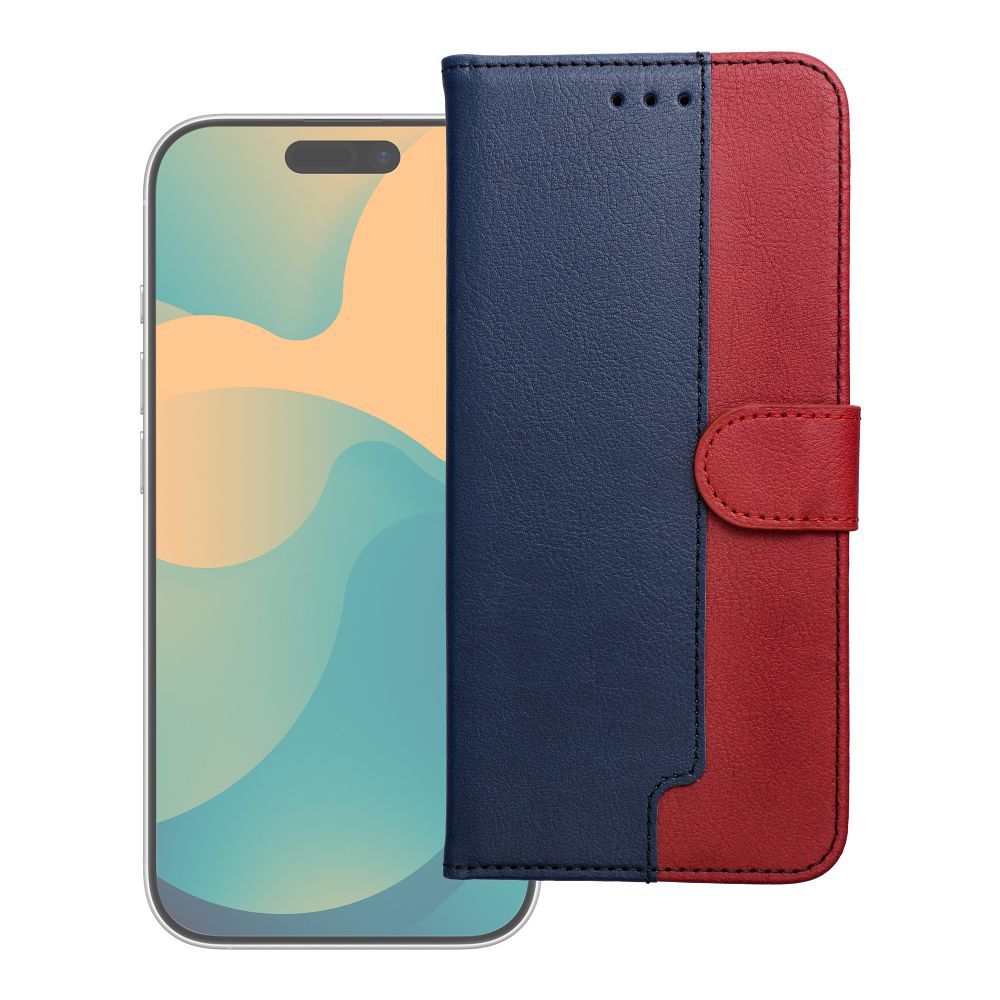 Tumši zils un sarkans Split Book grāmatiņas tipa vāciņš Motorola Moto G17 Power tālrunim