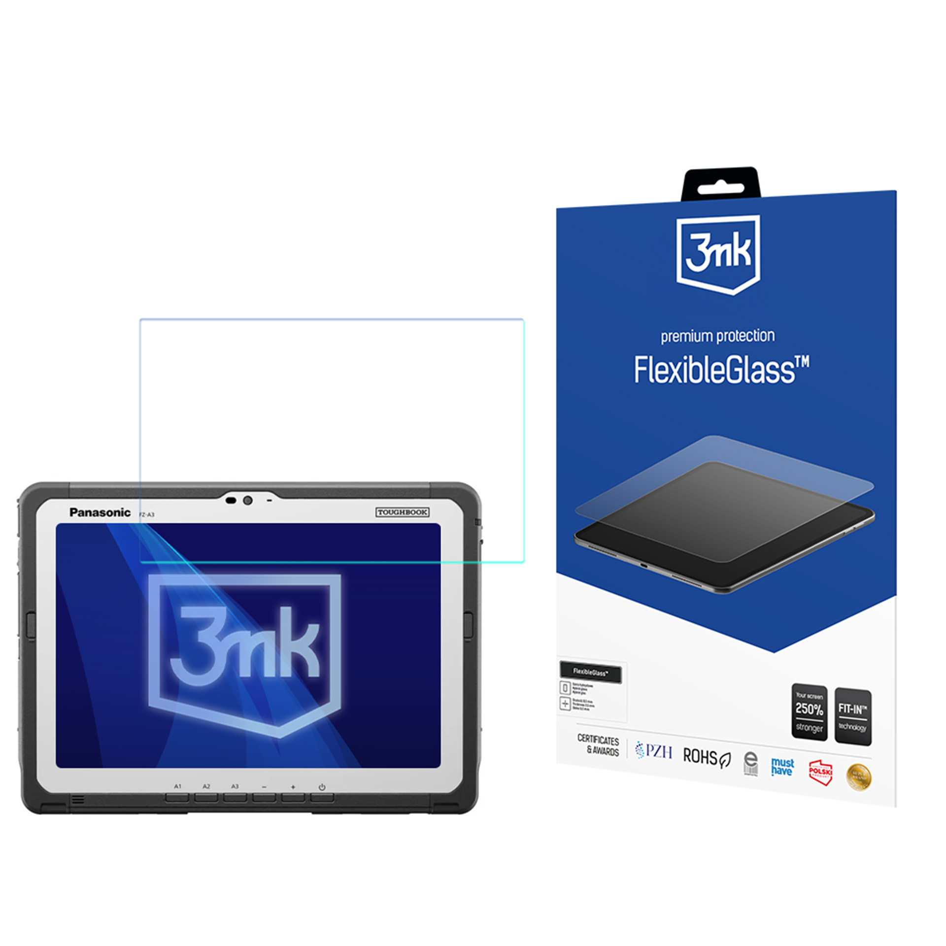3mk FlexibleGlass (līdz 11") – planšetdatora ekrāna aizsargs modelim Panasonic ToughBook FZ-A3
