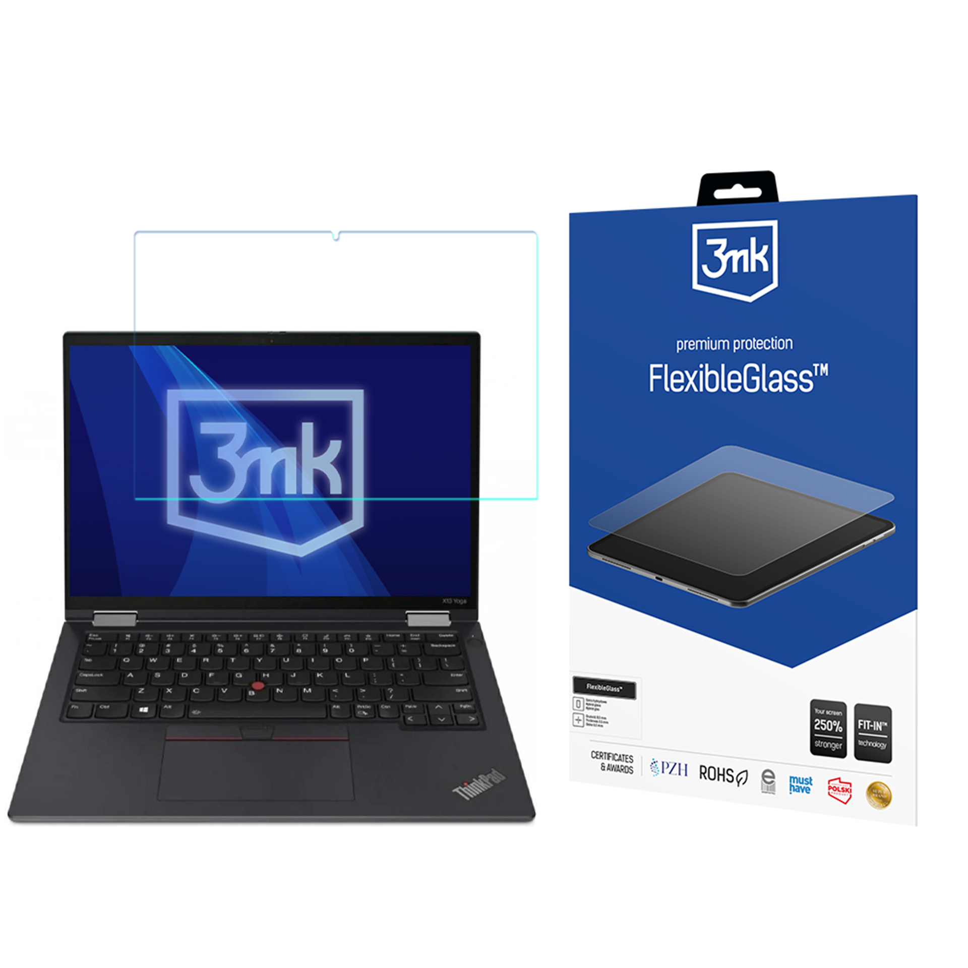 3mk FlexibleGlass (līdz 15") – datora ekrāna aizsargs modelim Lenovo ThinkPad X13 Yoga Gen 2 (20W8)