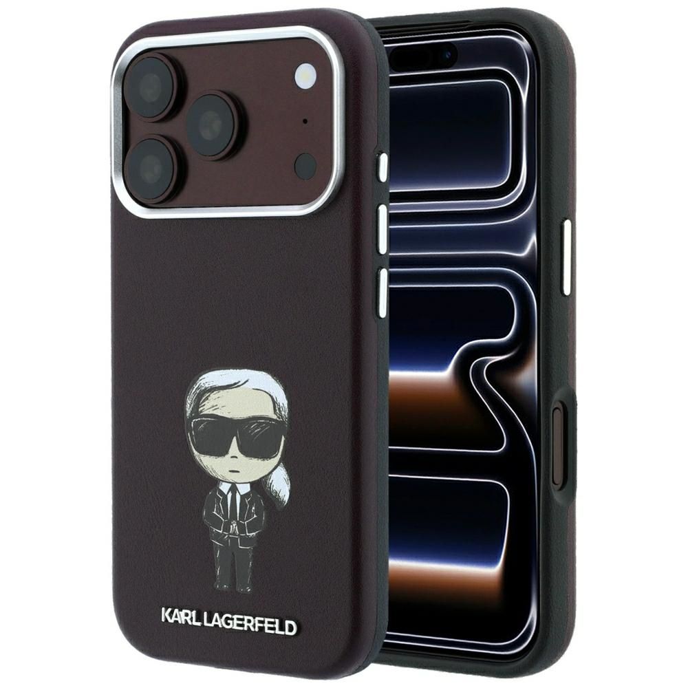 KARL LAGERFELD maciņš IPHONE 18 Pro Max/ 17 Pro Max saderīgs ar MagSafe (Smooth Ikonik Sketch) (krāsa: bordo)